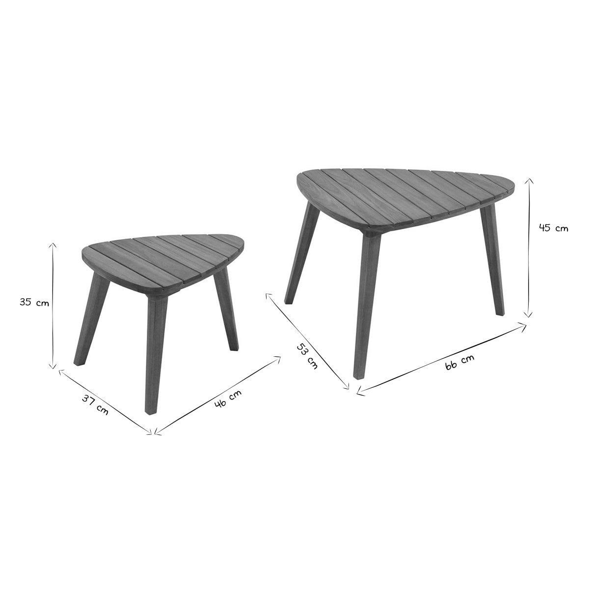 Tables basses gigognes en bois massif (lot de 2) ELQUI