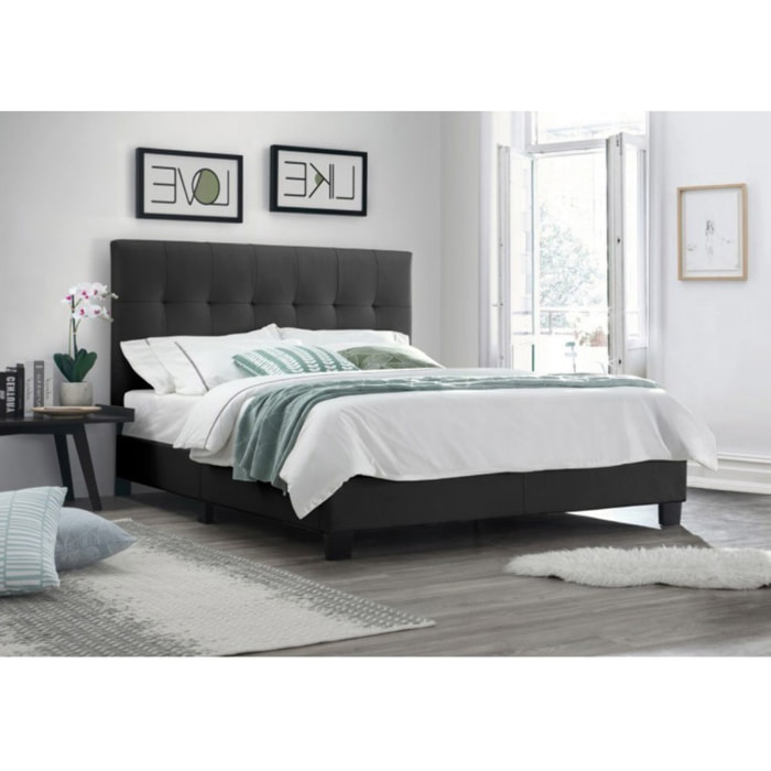 Lit double design capitonné 140 x 190 - BIANCA