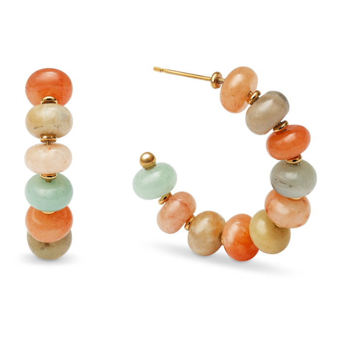 Pendientes Aro Ámbar Stones Acero Baño Oro