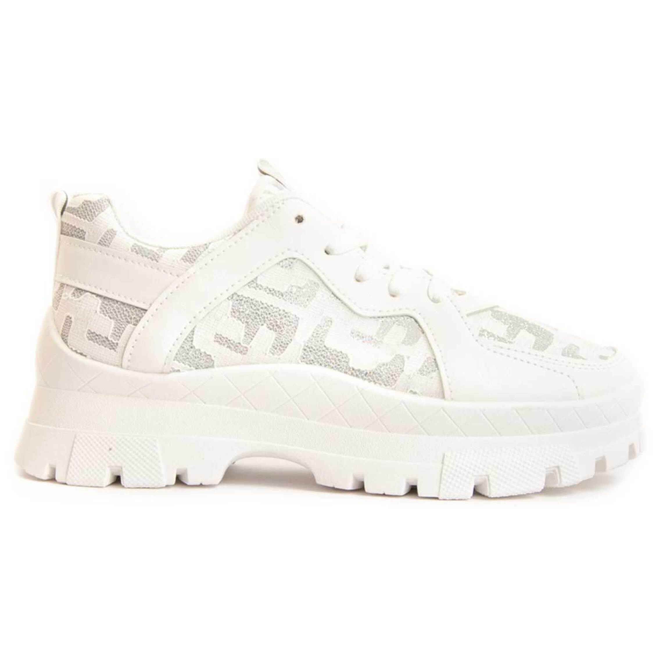 Sneaker De Plataforma - Blanco - Altura: 4 Cm