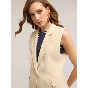 Motivi - Gilet in tessuto tinto filo a righe - Beige