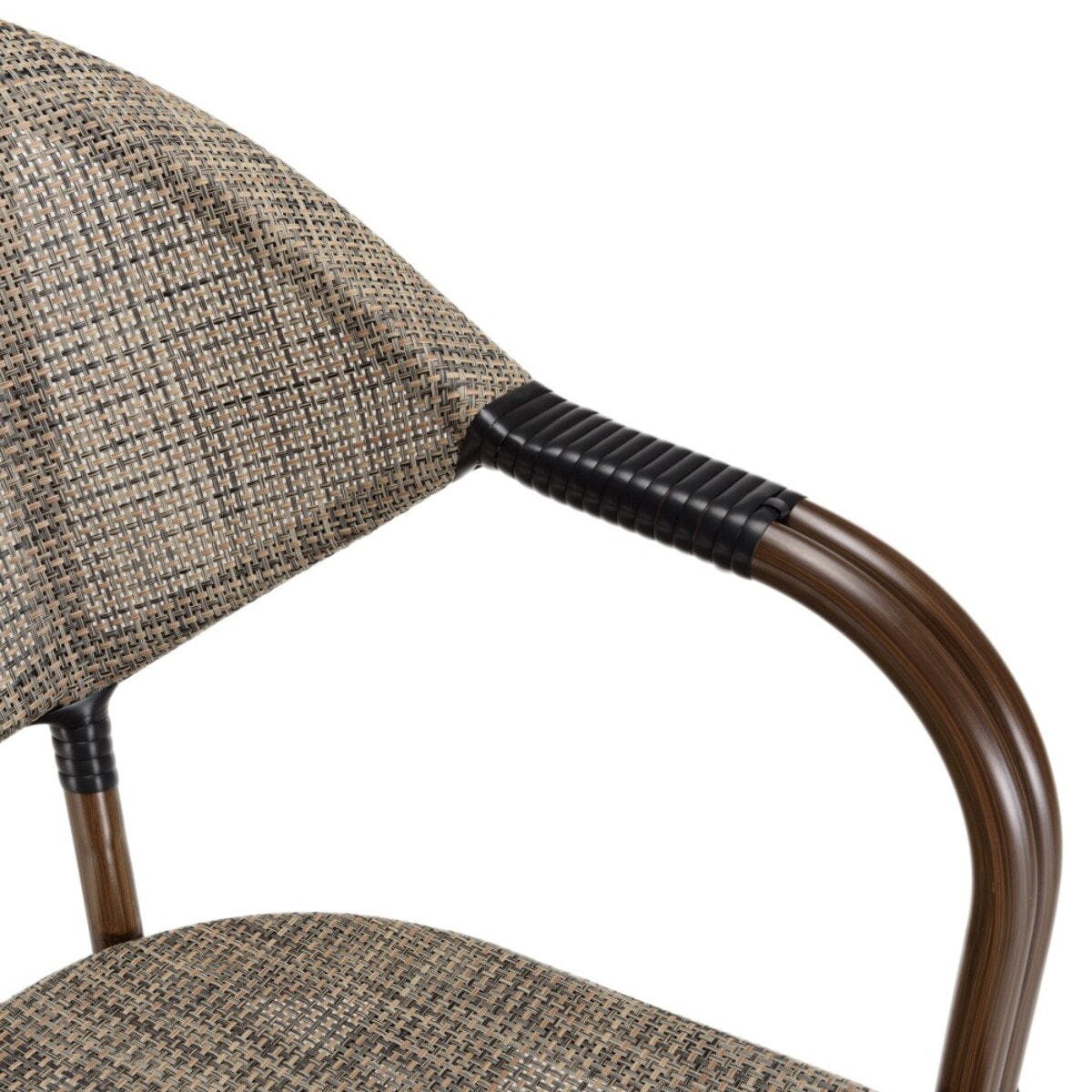 VIANNEY - Lot de 2 chaises de jardin bistrot en acier textilène taupe