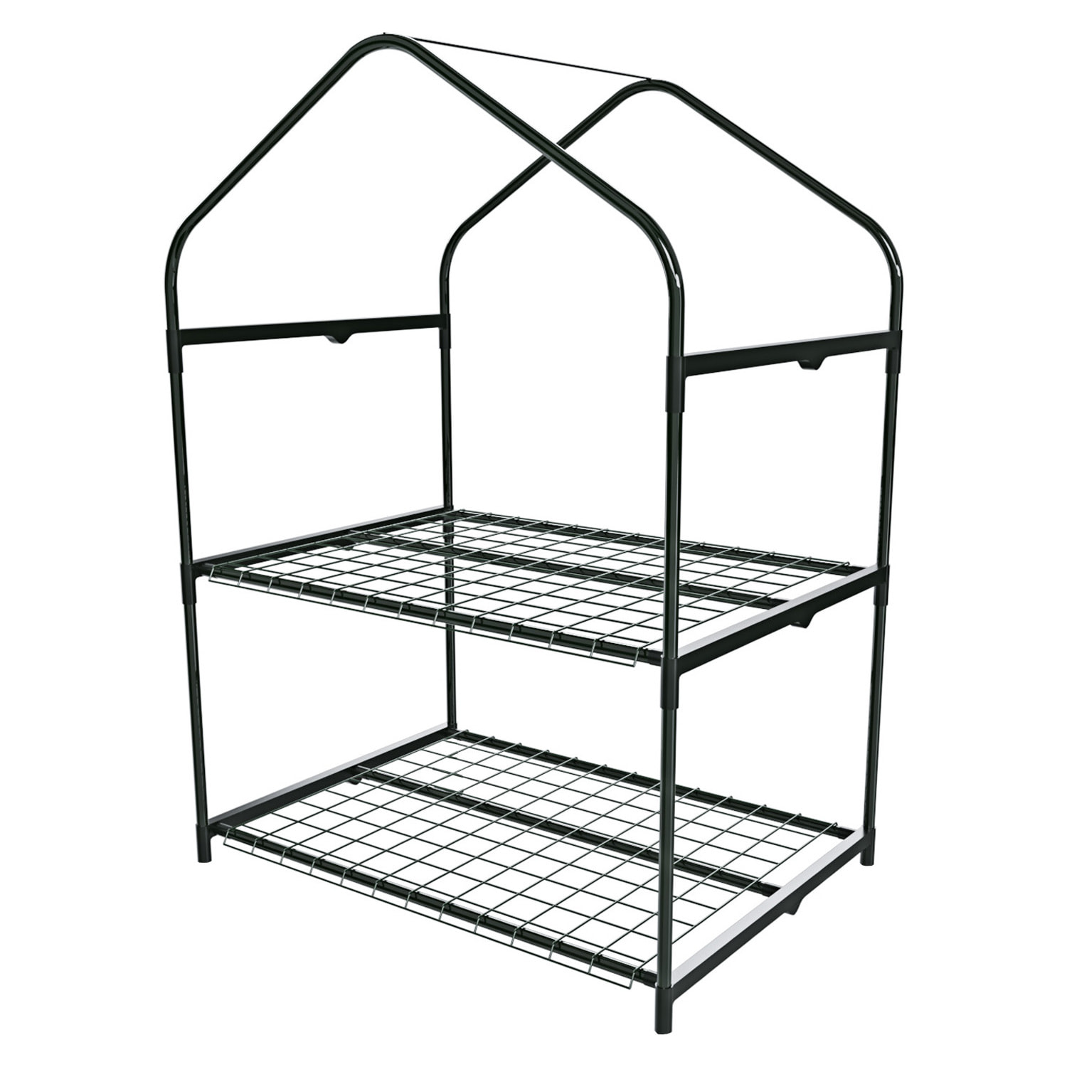 Serra A 2 Ripiani Da Giardino Per Orto Telaio In Acciaio Verniciato Telo PVC Trasparente Porta Avvolgibile Apertura A Cerniera Con ruote 69x49x125 Cm