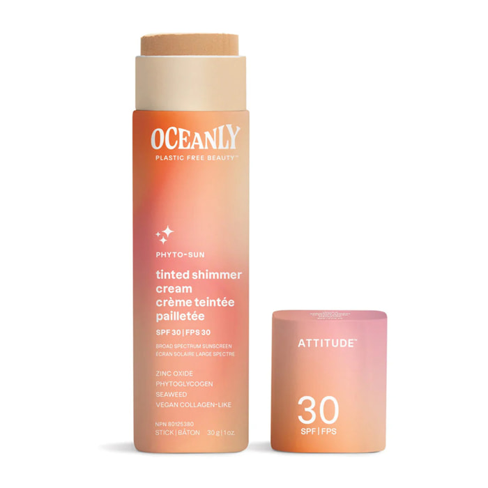 Oceanly - Crema facial con protección solar PHYTO-SUN - Con color y brillo - SPF 30, Attitude, 30 g