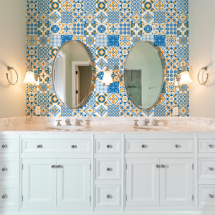 Stickers muraux - Sticker Mural Carrelage adhésif Cuisine Salle de Bain - 24 STICKERS CARRELAGES AZULEJOS ESTRELLA
