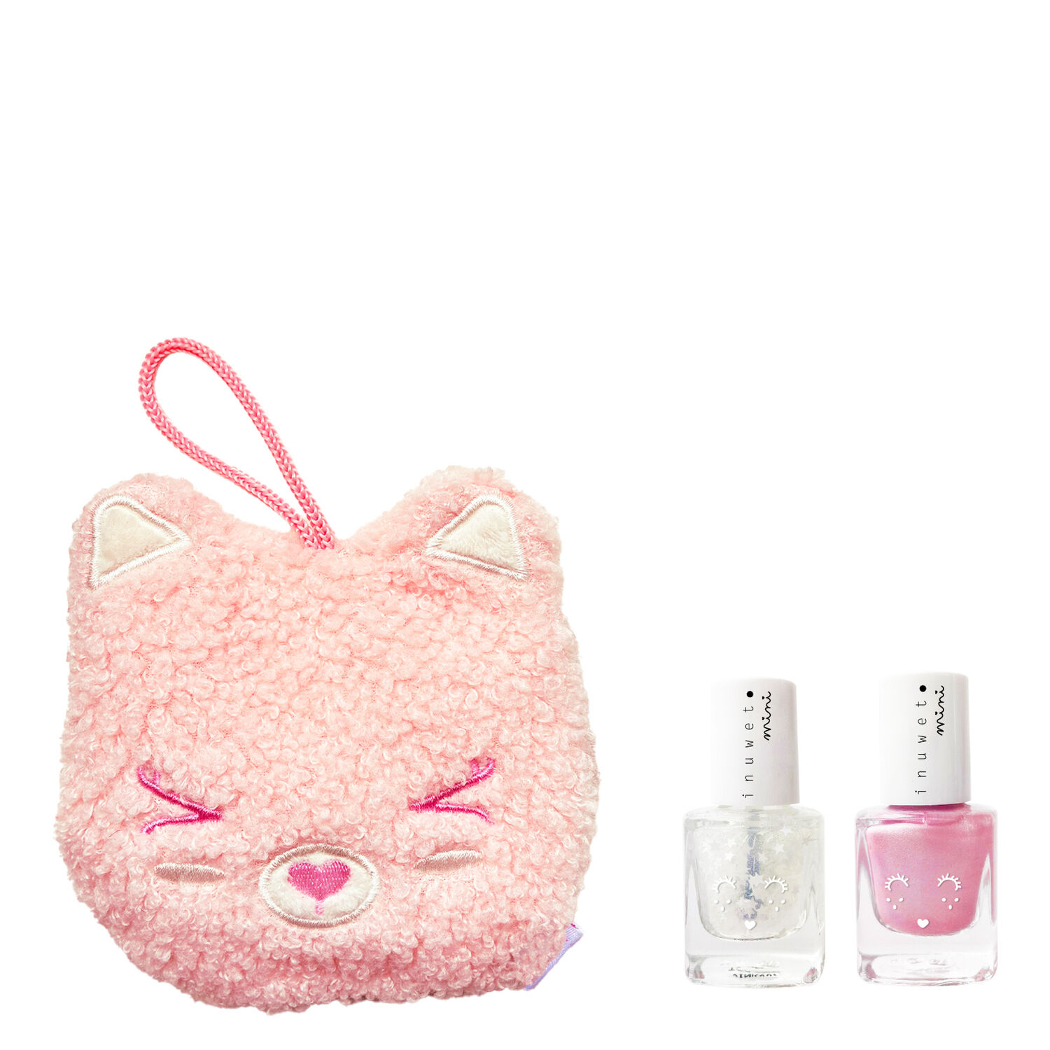Sweet Winter - Trousse Teddy Vernis à Ongles Rose Parfum Pasthèque + Top Coat Étoilé.