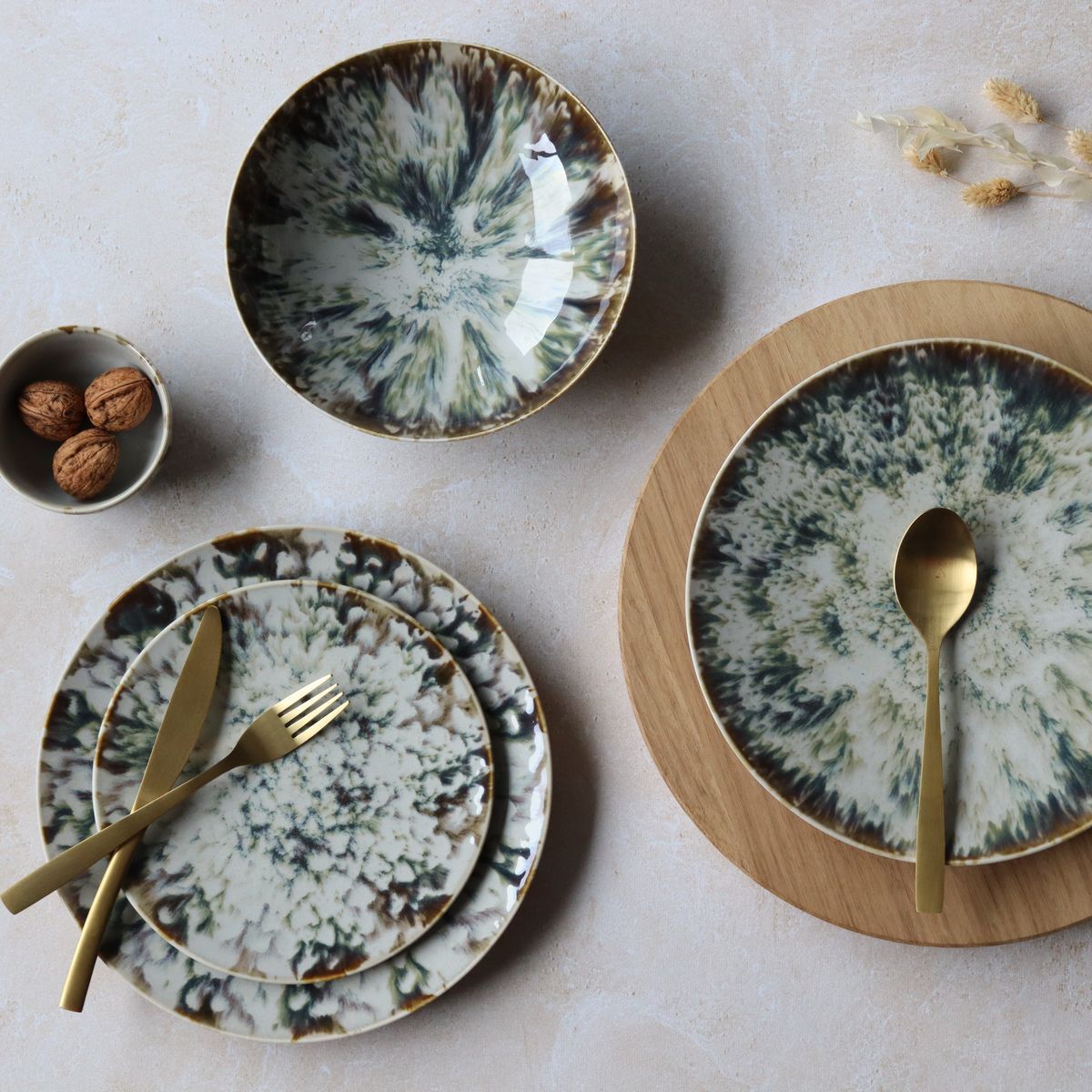 Lot de 6 assiettes à dessert abstraites en porcelaine 20cm MAKA