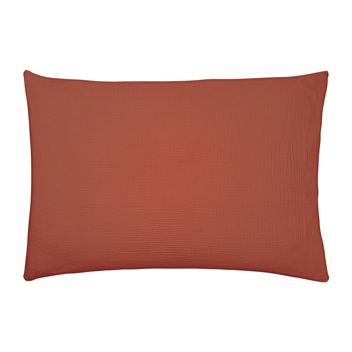 Taie d'oreiller unie en gaze de coton, TENDRESSE, Orange Tangerine