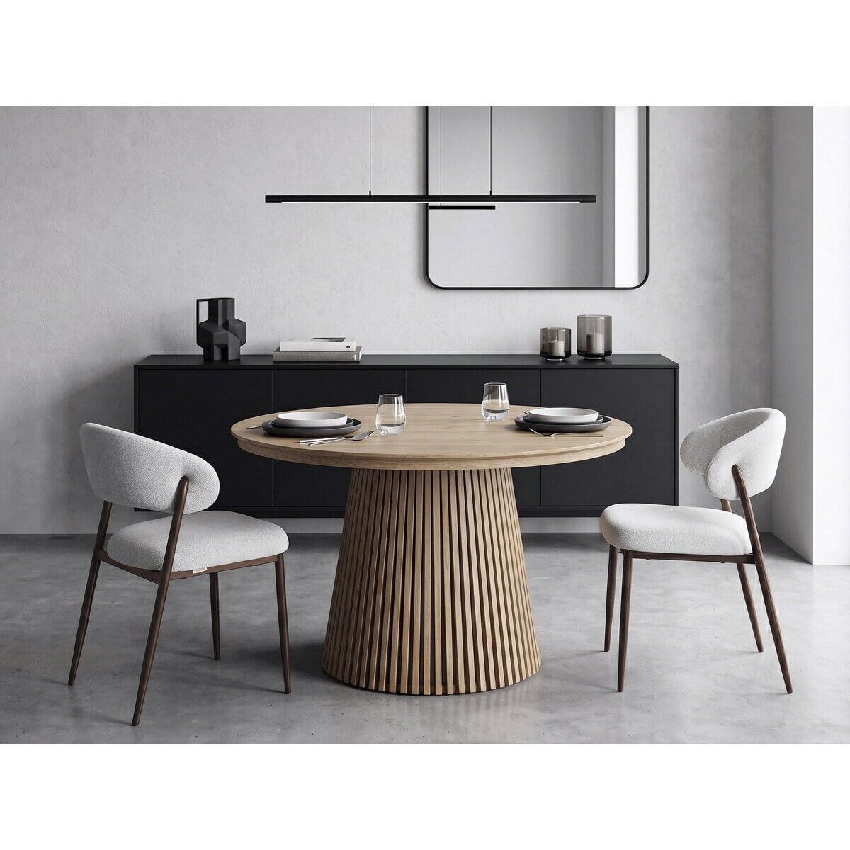 Lot de 2 chaises de salle à manger en tissu et métal "Edena" - Gris clair