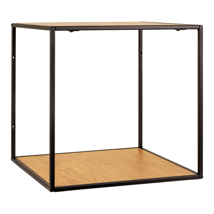 Mensola da parete Vita in acciaio nero con ripiano effetto rovere 36x36x36 cm