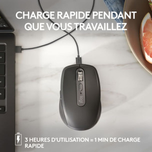 Souris sans fil rechargeable LOGITECH MX anywhere 3S Silencieuse Graphite