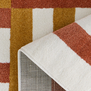SANTAL - Tapis de salon ocre à motif géométrique