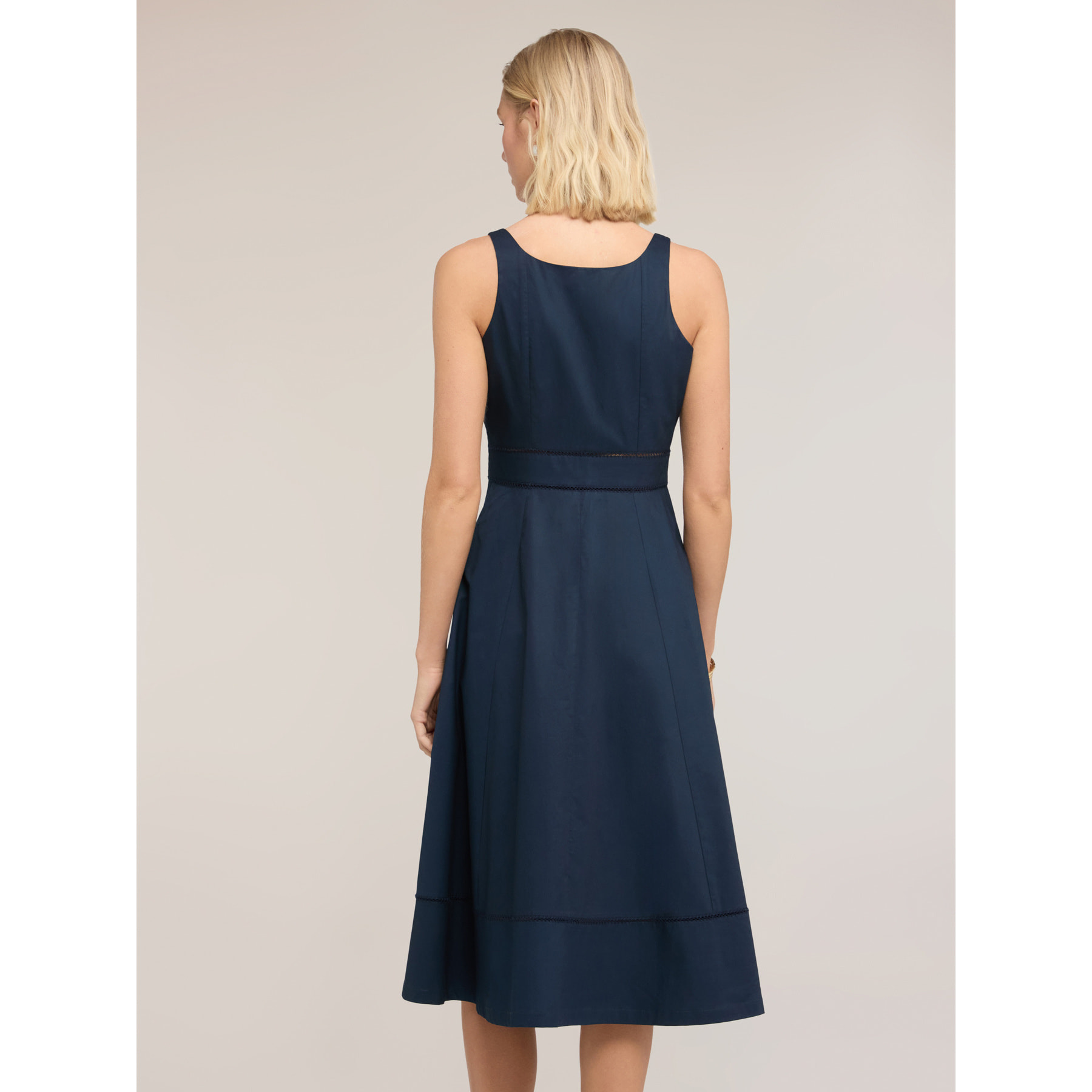 Motivi - Vestido flare en popelín con ajouré - Azul