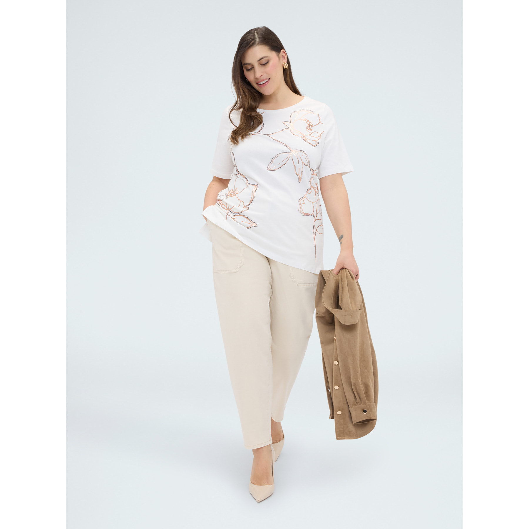 Fiorella Rubino - Camiseta de algodón con estampado floral - Blanco