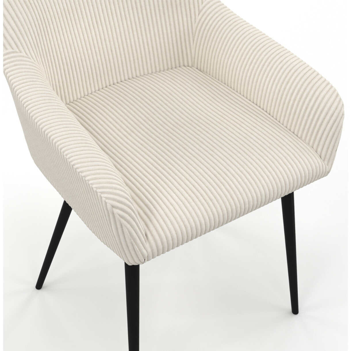Chaises Jenny velours côtelé crème pieds métal - lot de 2