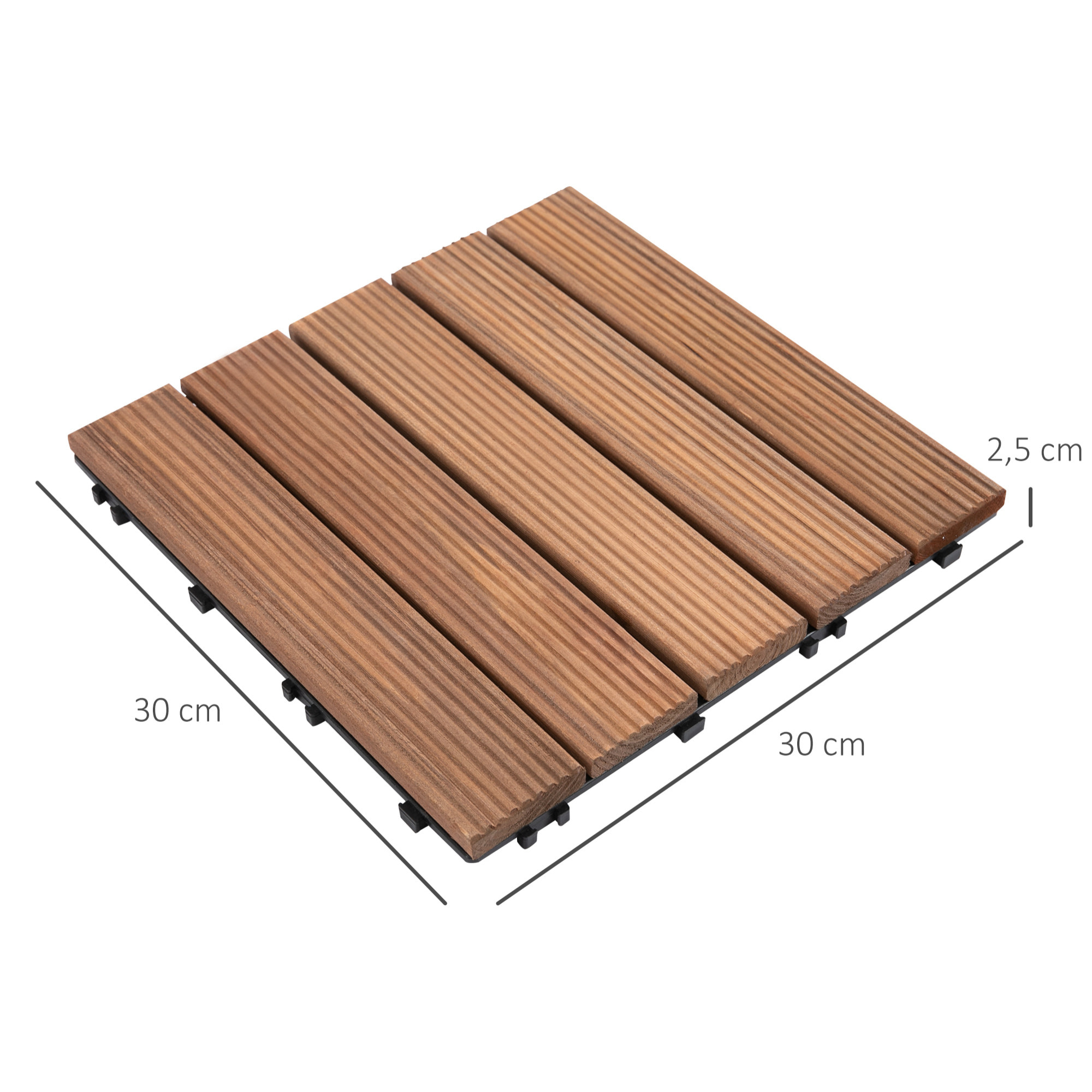 Set 27 Baldosas de Madera 30x30cm con Área de 2,5 m² para Balcón Terraza Jardín