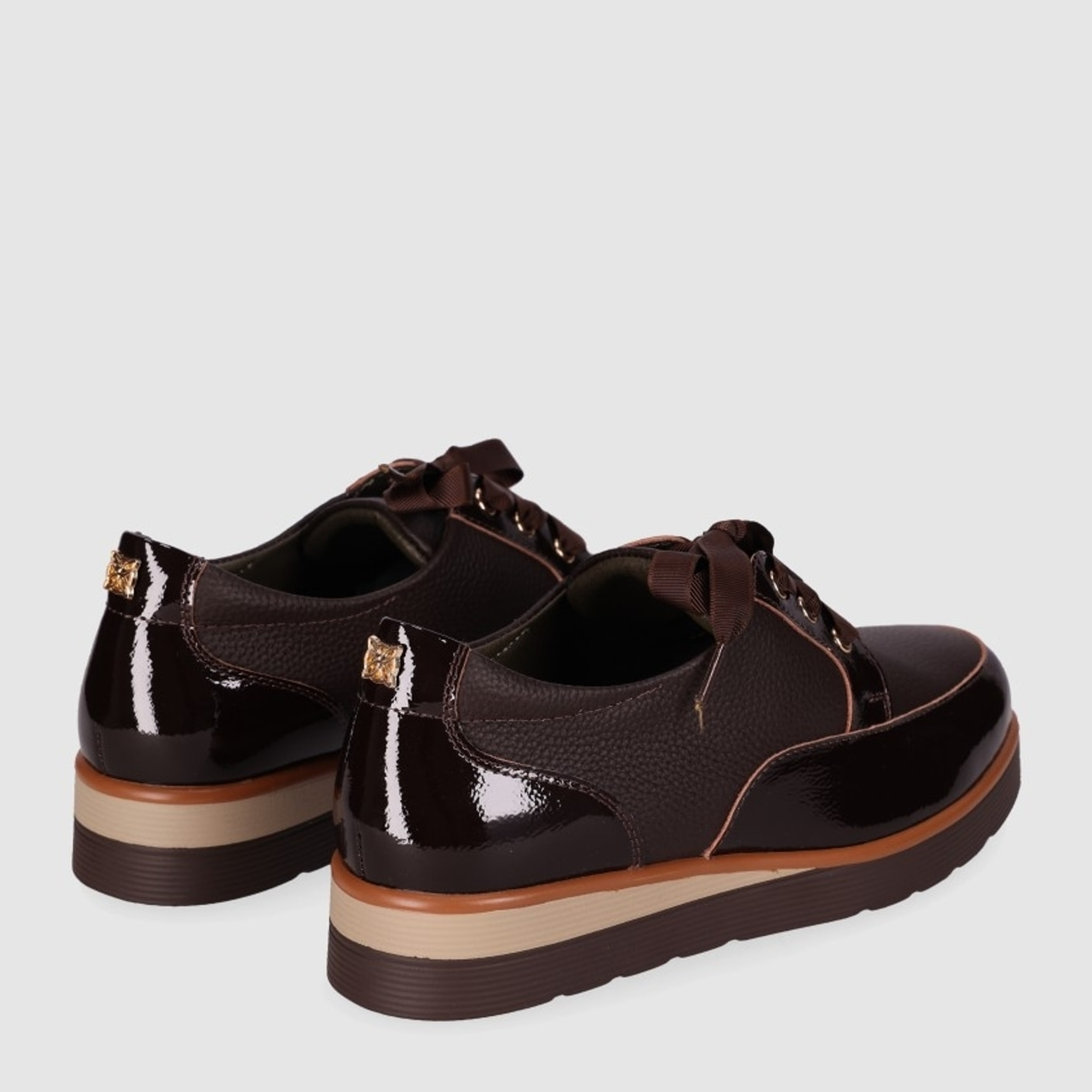 Zapatos de Piel - Marron - Tacón: Bajo