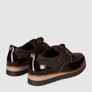 Zapatos de Piel - Marron - Tacón: Bajo