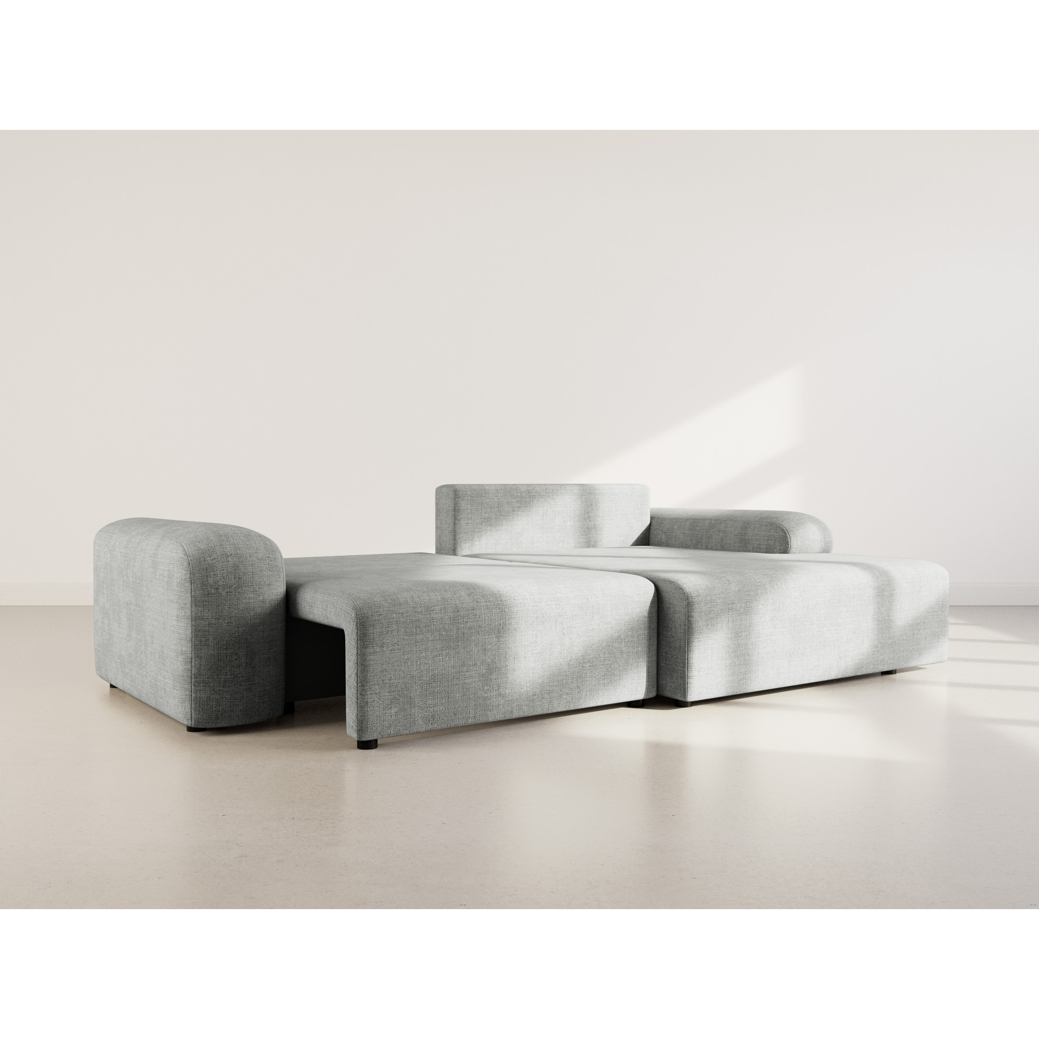 Rebecca - canapé d'angle droit 4 places convertible avec coffre en velours texturé - Gris