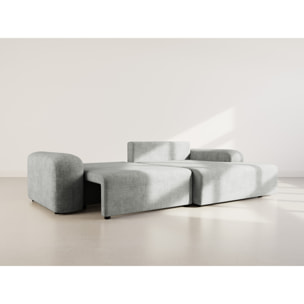 Rebecca - canapé d'angle droit 4 places convertible avec coffre en velours texturé - Gris