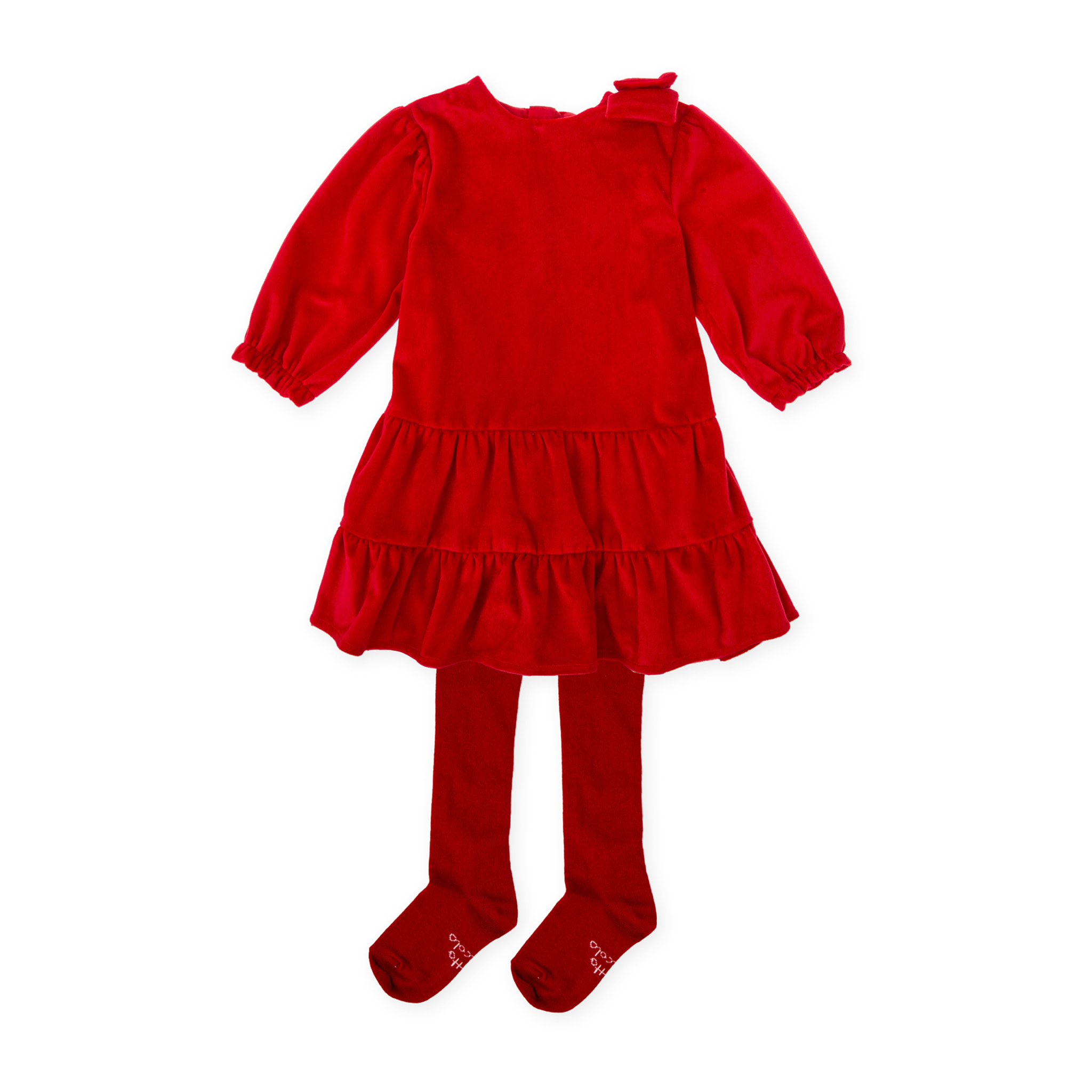 VESTIDO TERCIOPELO CON LEOTARDOS ROJO - Rojo