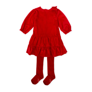 VESTIDO TERCIOPELO CON LEOTARDOS ROJO - Rojo