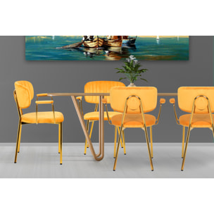 Set di 2 sedie Giselle in velluto arancione e oro