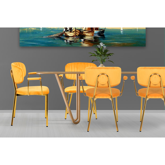 Set di 2 sedie Giselle in velluto arancione e oro