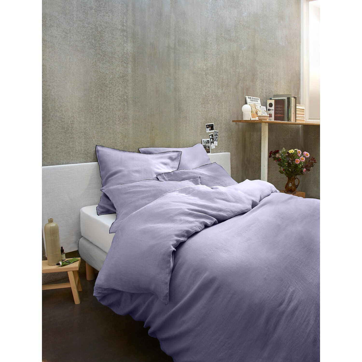 Parure Housse De Couette 3pcs 100% lin LavÉ 160g Mineral