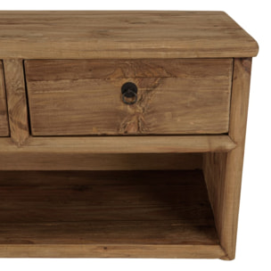 SANDY - Meuble TV 4 tiroirs 1 niche, longueur 200cm bois pin recyclé
