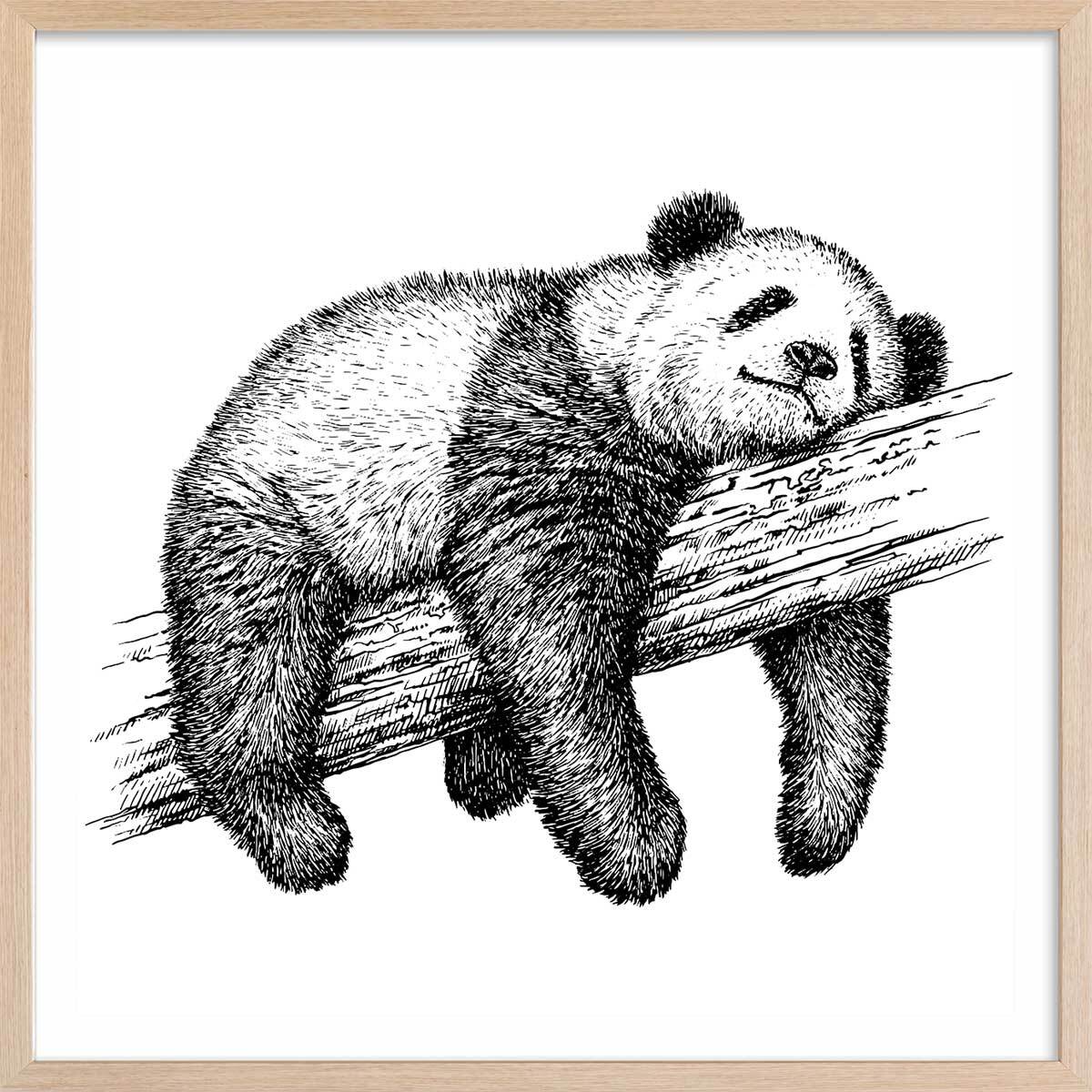 Affiche enfant repos du guerrier Affiche + cadre en bois - Chêne