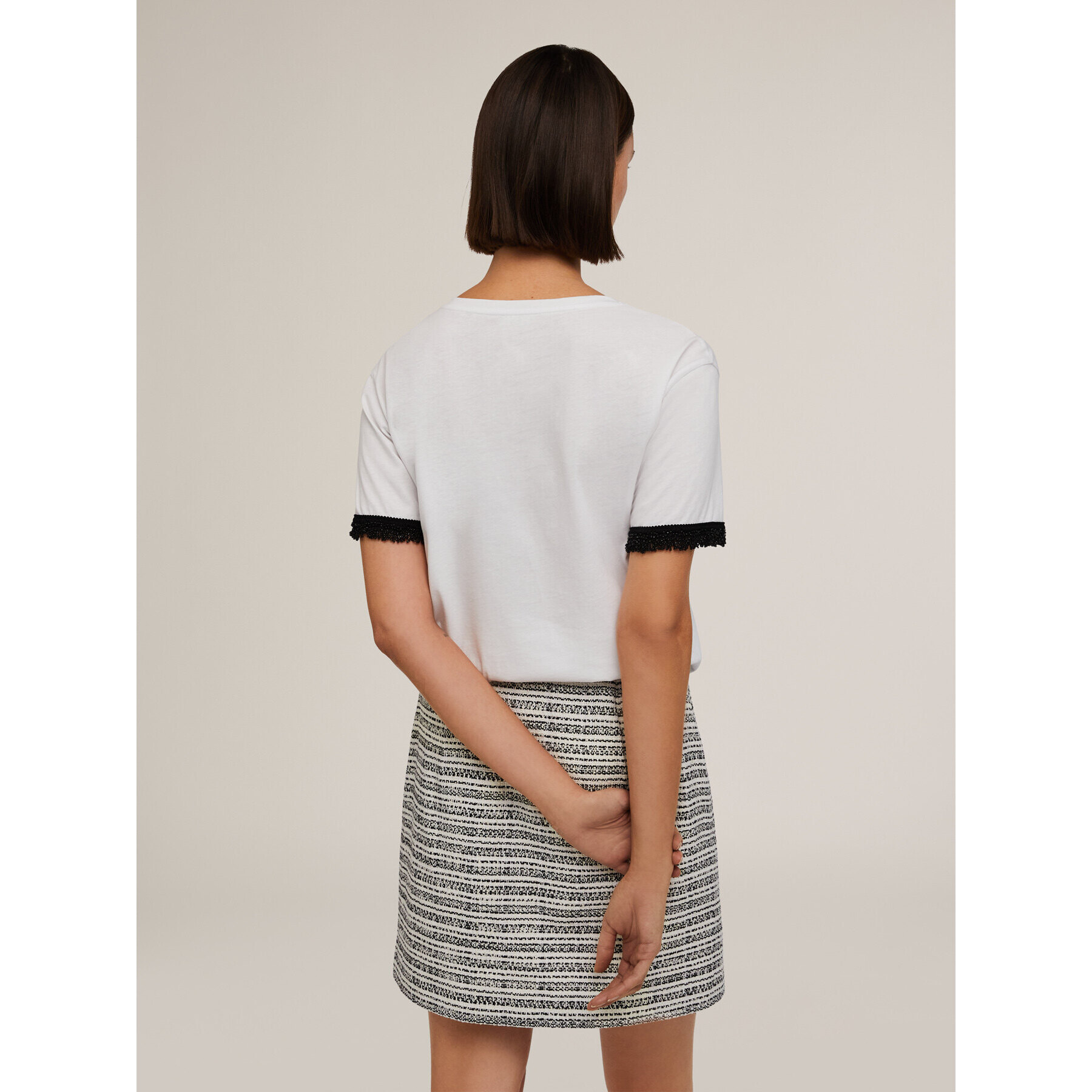 Motivi - Camiseta de algodón con texto en cuentas - Blanco