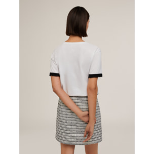 Motivi - Camiseta de algodón con texto en cuentas - Blanco