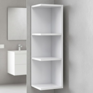 Modulo Angolare Bagno Sospeso Con 3 Ripiani Mobile Salvaspazio Mobiletto Da Parete Per Organizzare Accessori 65 x 20 x 19.5 Cm Bianco Lucido