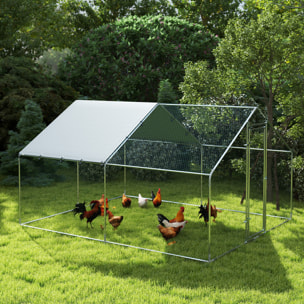 Gallinero para Exterior Gallinero de Acero Galvanizado con Cubierta Anti-UV e Impermeable Jaula para 5-8 Gallinas Plata