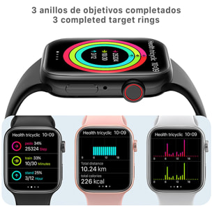 Smartwatch T900 Pro 8 con schermo 1.8 HR, monitoraggio frequenza cardiaca e O2 nel sangue. Varie modalità sportive, notifiche delle app.