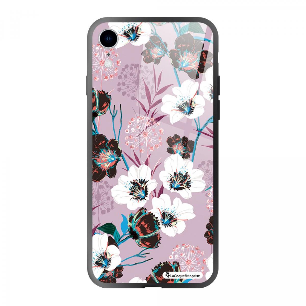 Coque iPhone Xr Coque Soft Touch Glossy Fleurs parme Design La Coque Francaise