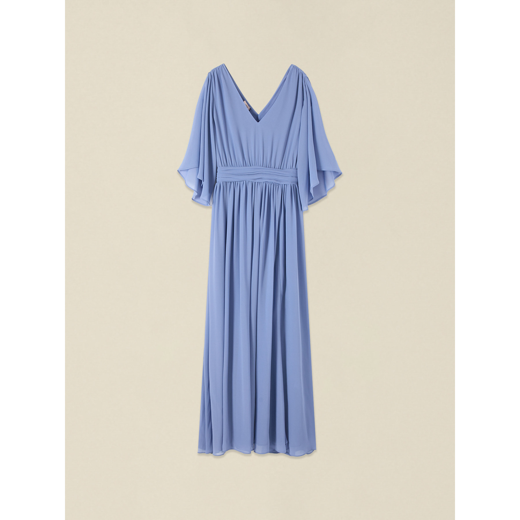 Oltre - Vestito lungo in georgette con spacco - Azzurro