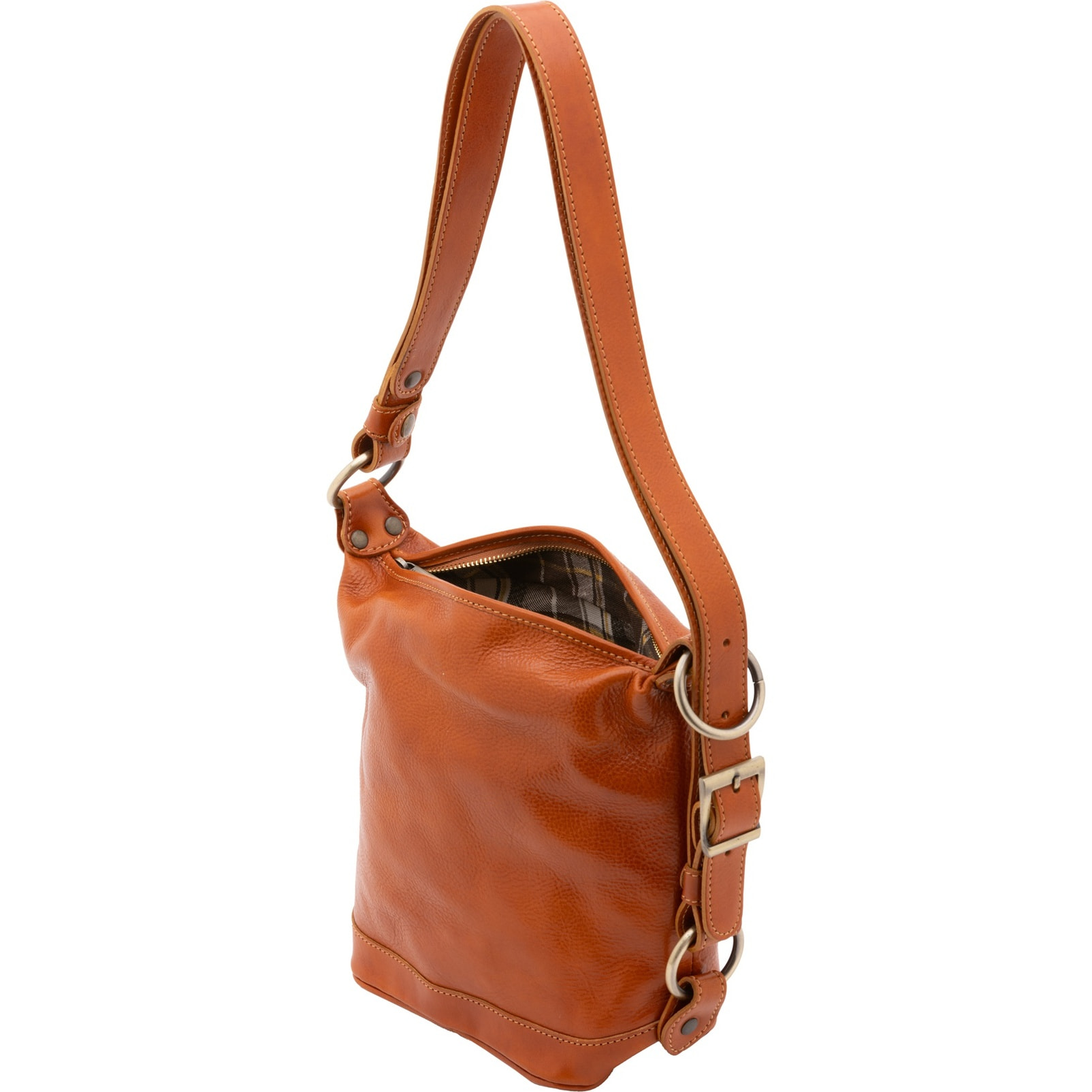 Borsa a secchiello da donna - Modello False - Vera pelle - 25.0 x 28.0 x 14.0 cm