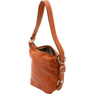 Borsa a secchiello da donna - Modello False - Vera pelle - 25.0 x 28.0 x 14.0 cm