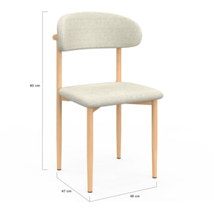 Chaises Callisto en tissu beige et pieds métal - lot de 6