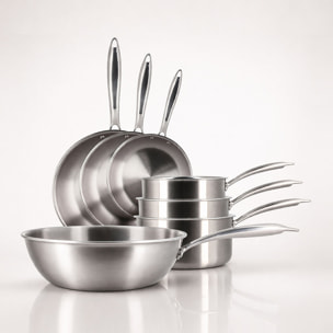 Batterie de cuisine 7 pièces en acier inoxydable - tous feux TRIPLY