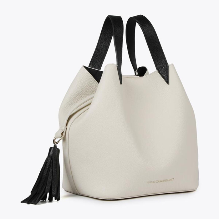 Borsa bicolore con nappa