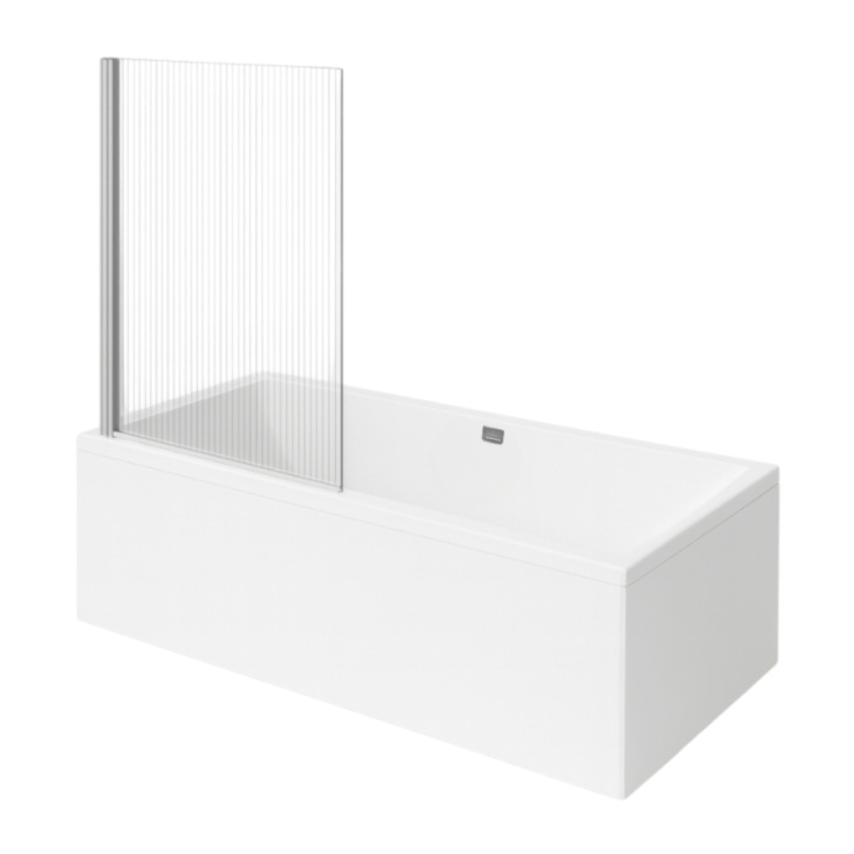 Baignoire droite VILLEROY ET BOCH Collaro Blanc mat  vidage et trop plein chrome + Pare bain  AURYS Raywall