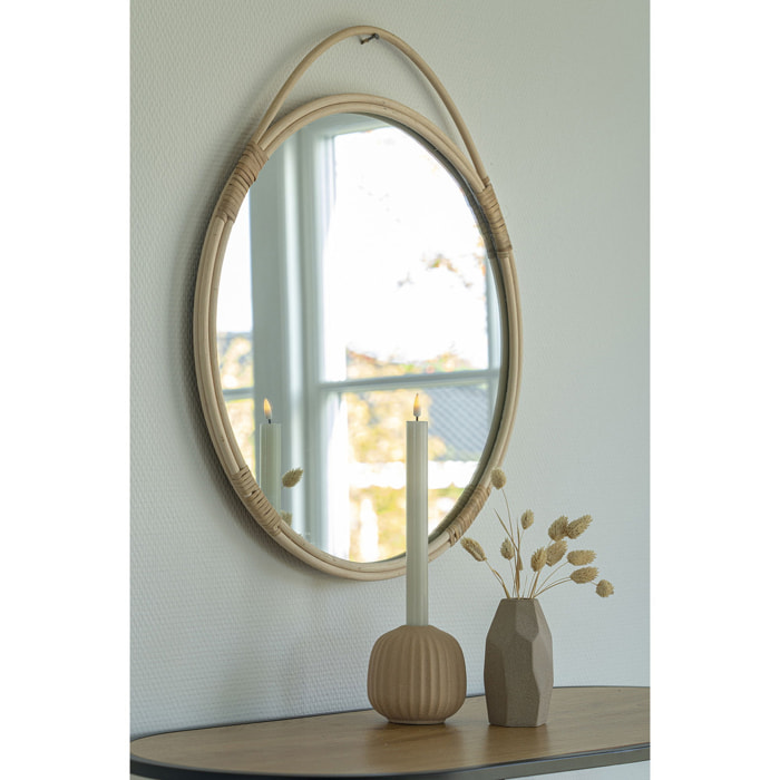 Specchio tondo da parete Malo in rattan naturale ø50 cm