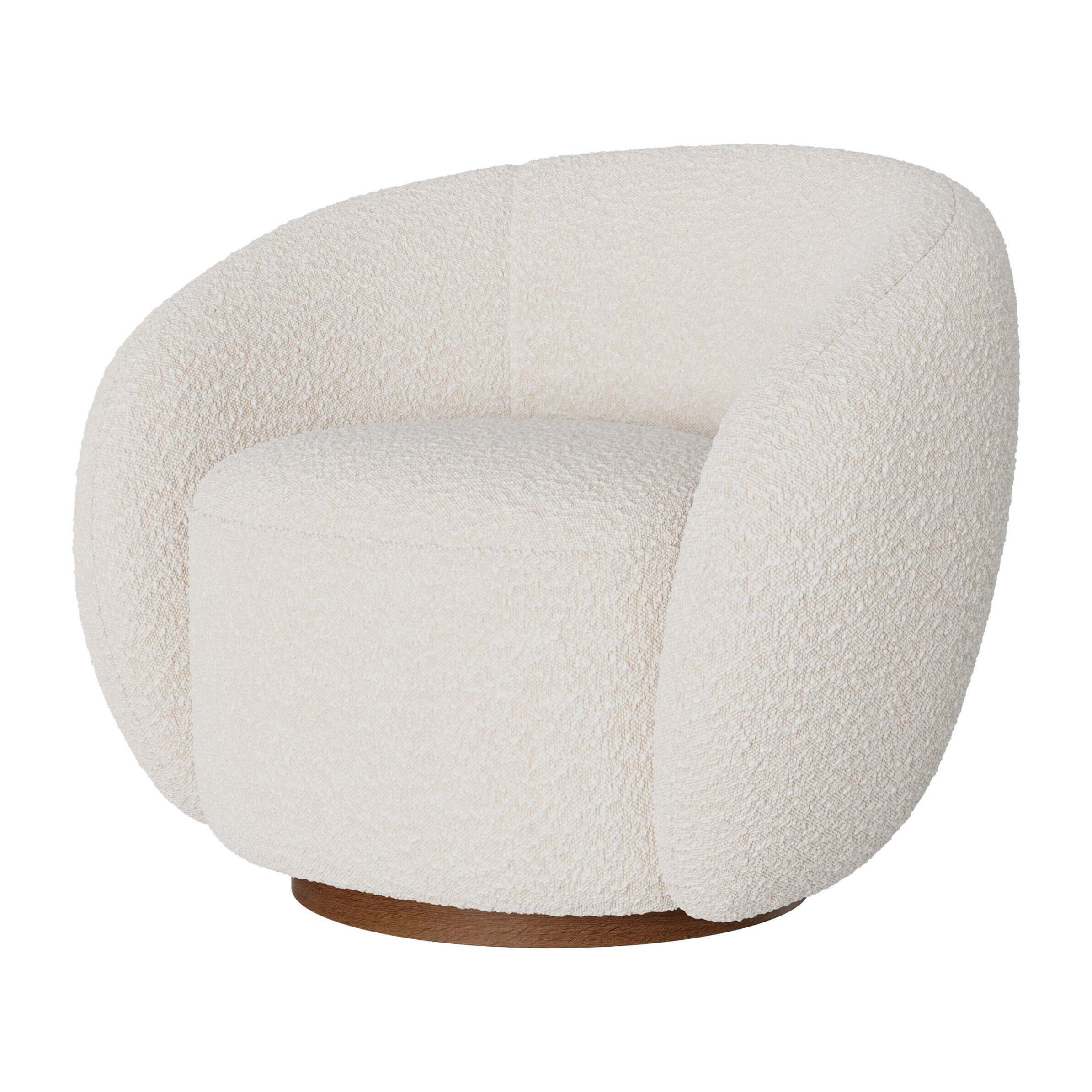 Fauteuil pivotant en tissu bouclé blanc - Naya