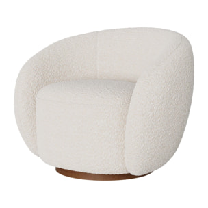 Fauteuil pivotant en tissu bouclé blanc - Naya