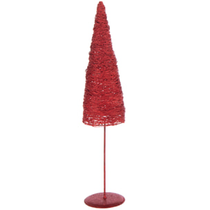 J-Line décoration Sapin De Noël Sur Base - métal/papier - rouge - small