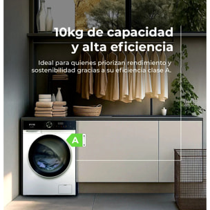 EVVO Lavadora 10 kg carga frontal Nova P10, 1200 rpm, Clase energética A, , Lavado Rápido 15', SMART LOAD, Tambor ePROTECT, Inicio diferido, Blanco