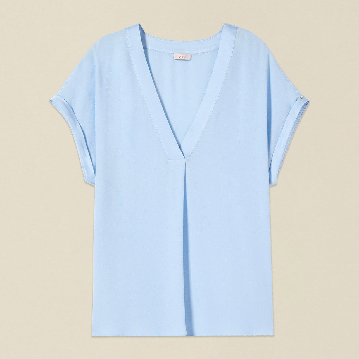 Oltre - Blusa in viscosa crêpe con scollo a V - Azzurro